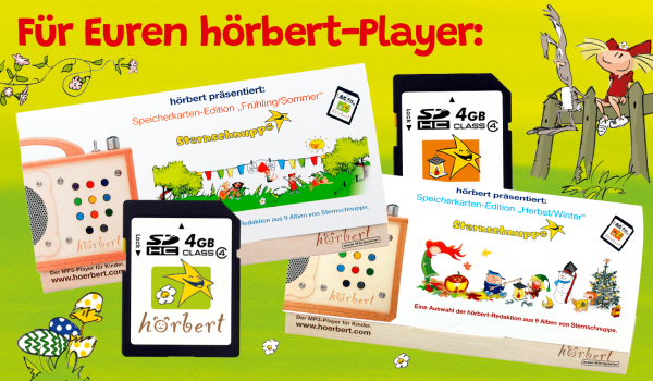 Hörbert SD-Karten mit Sternschnuppe Kinderliedern und Hörspielen 