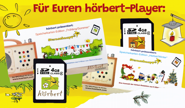 Hörbert SD-Karten mit Sternschnuppe Kinderliedern und Hörspielen 