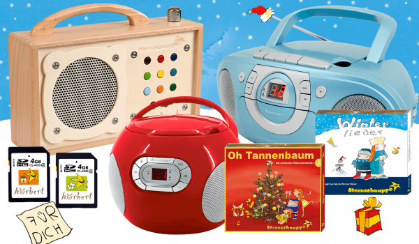 Angebots-Sets: hörbert und andere Player mit Kinderlieder-CDs zu Weihnachten schenken 